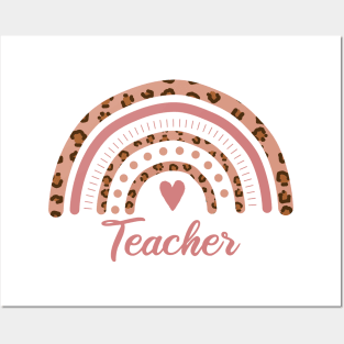 Teacher Leopard Rainbow Posters and Art